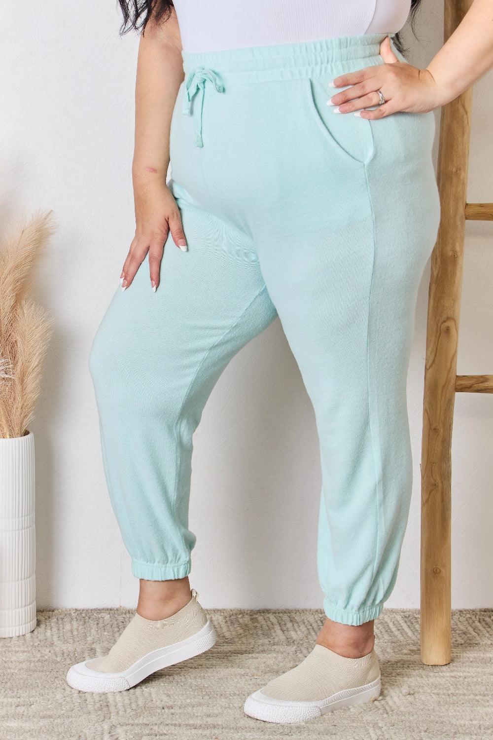 RISEN Full Size Drawstring Ultra Soft Knit Joggers