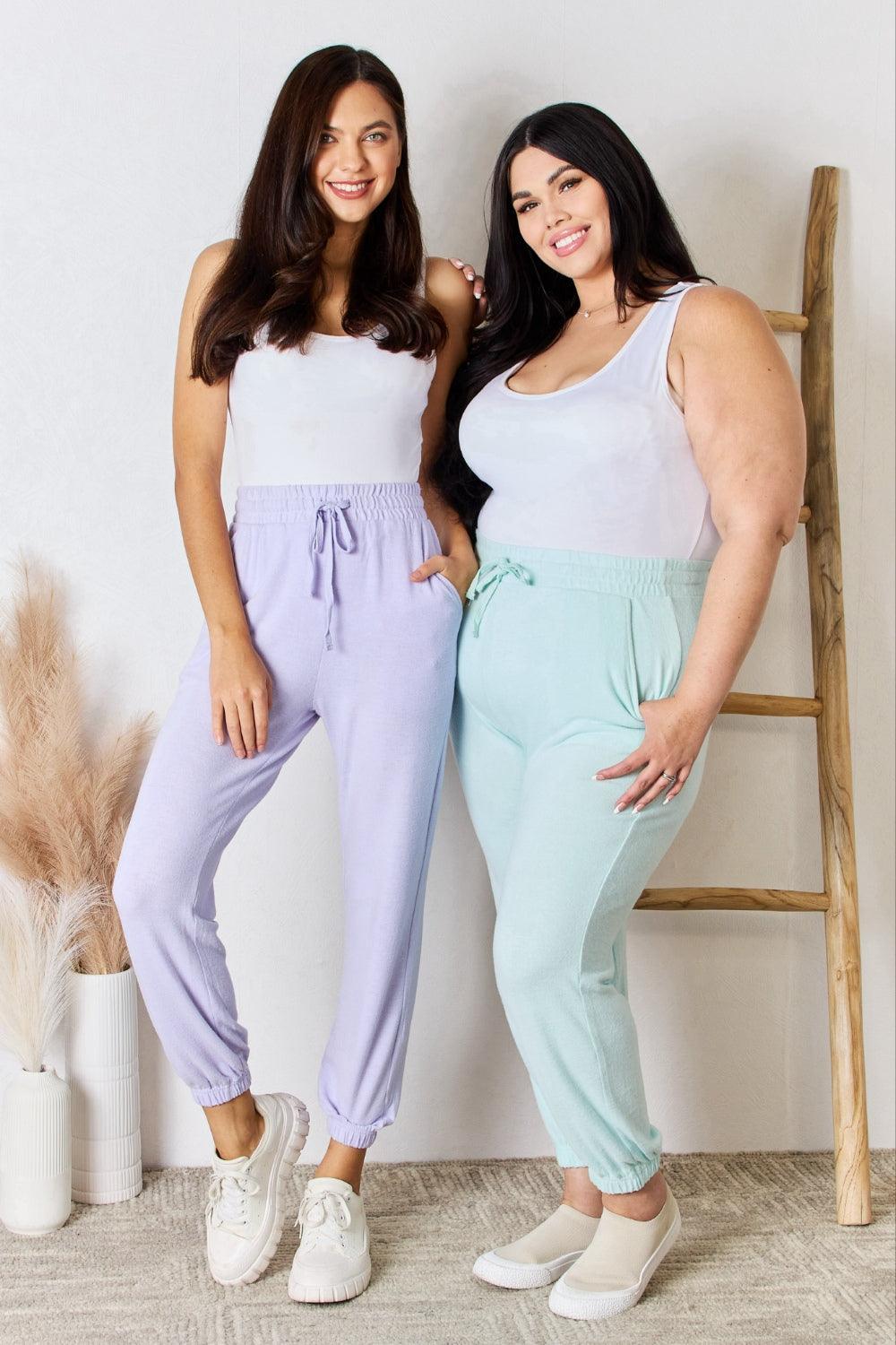 RISEN Full Size Drawstring Ultra Soft Knit Joggers