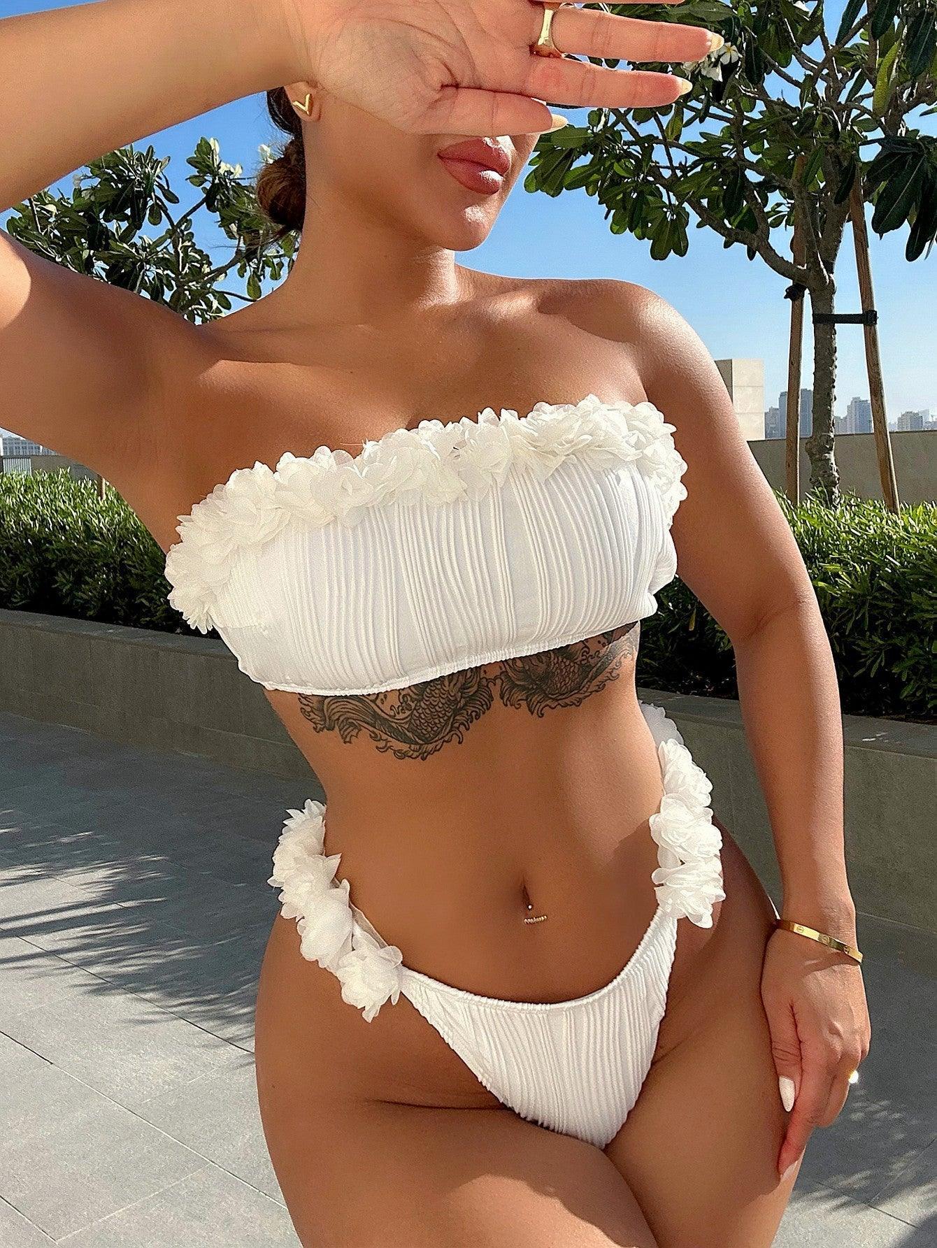 Applique Tie Back Two - Piece Bikini Set - Admiresty