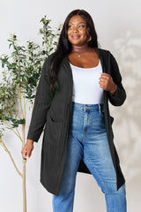 Basic Bae Full Size Hooded Sweater Cardigan - Admiresty