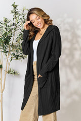 Basic Bae Full Size Hooded Sweater Cardigan - Admiresty