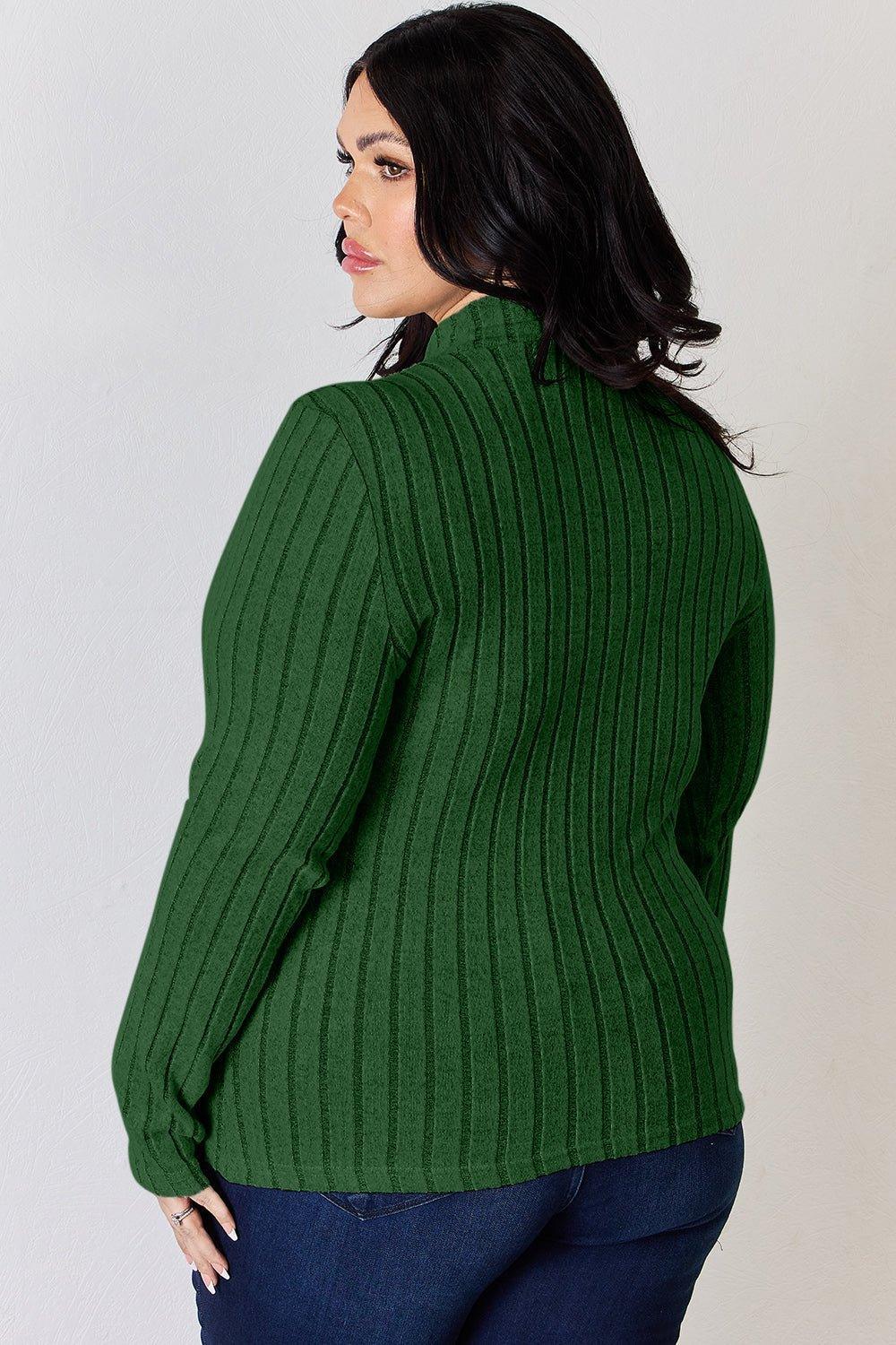 Basic Bae Full Size Ribbed Mock Neck Long Sleeve T - Shirt - Admiresty