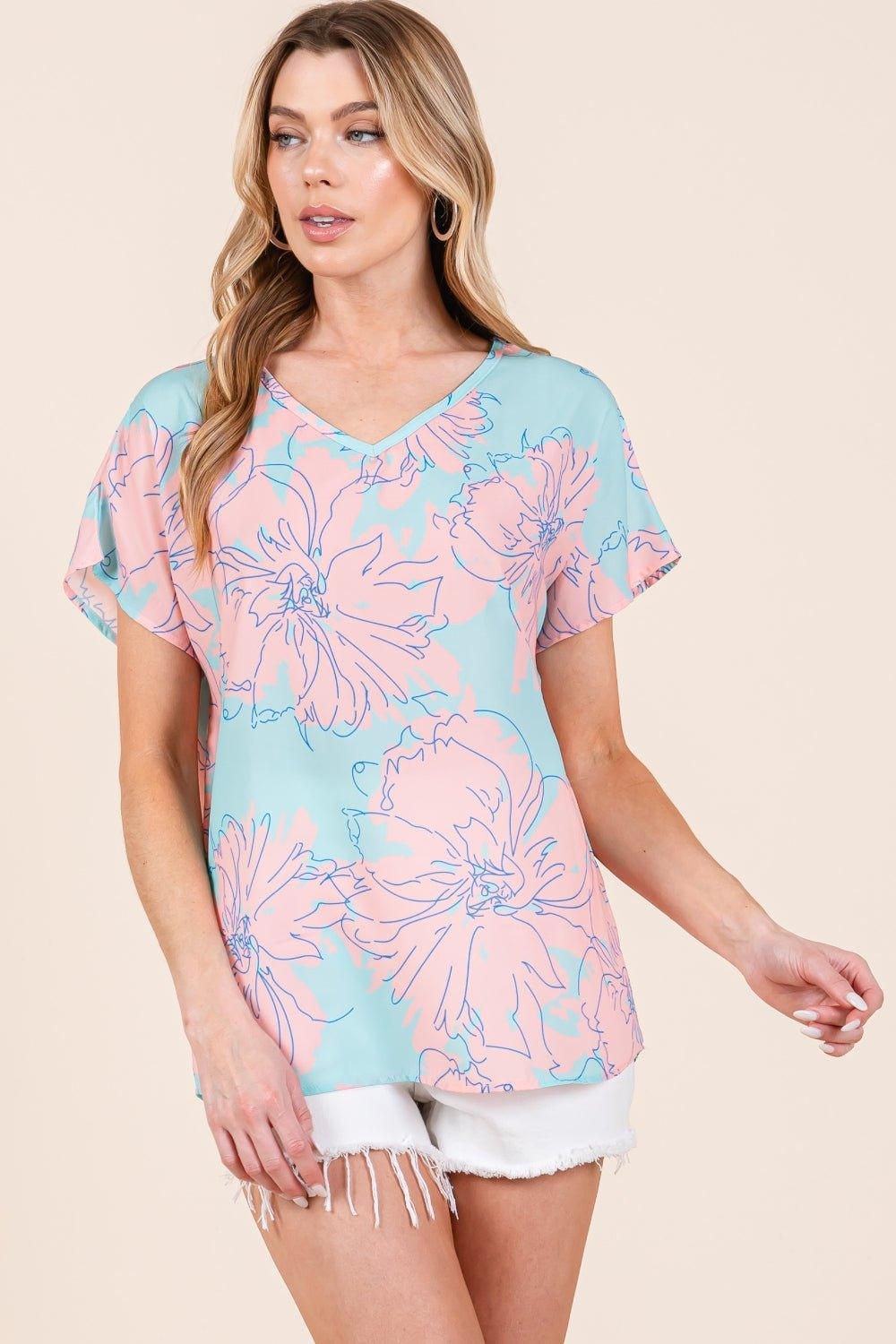 BOMBOM Floral Short Sleeve T - Shirt - Admiresty