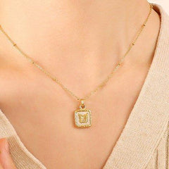 Butterfly Square Titanium Steel Pendant Necklace - Admiresty