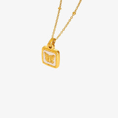 Butterfly Square Titanium Steel Pendant Necklace - Admiresty