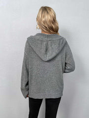Button - Down Long Sleeve Hooded Sweater - Admiresty