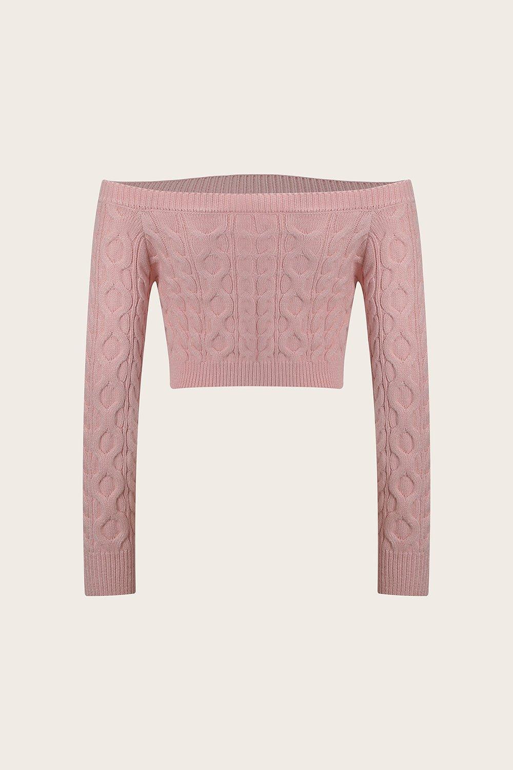 Cable - Knit Off - Shoulder Long Sleeve Sweater - Admiresty