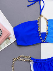 Chain Detail Halter Neck Bikini Set - Admiresty