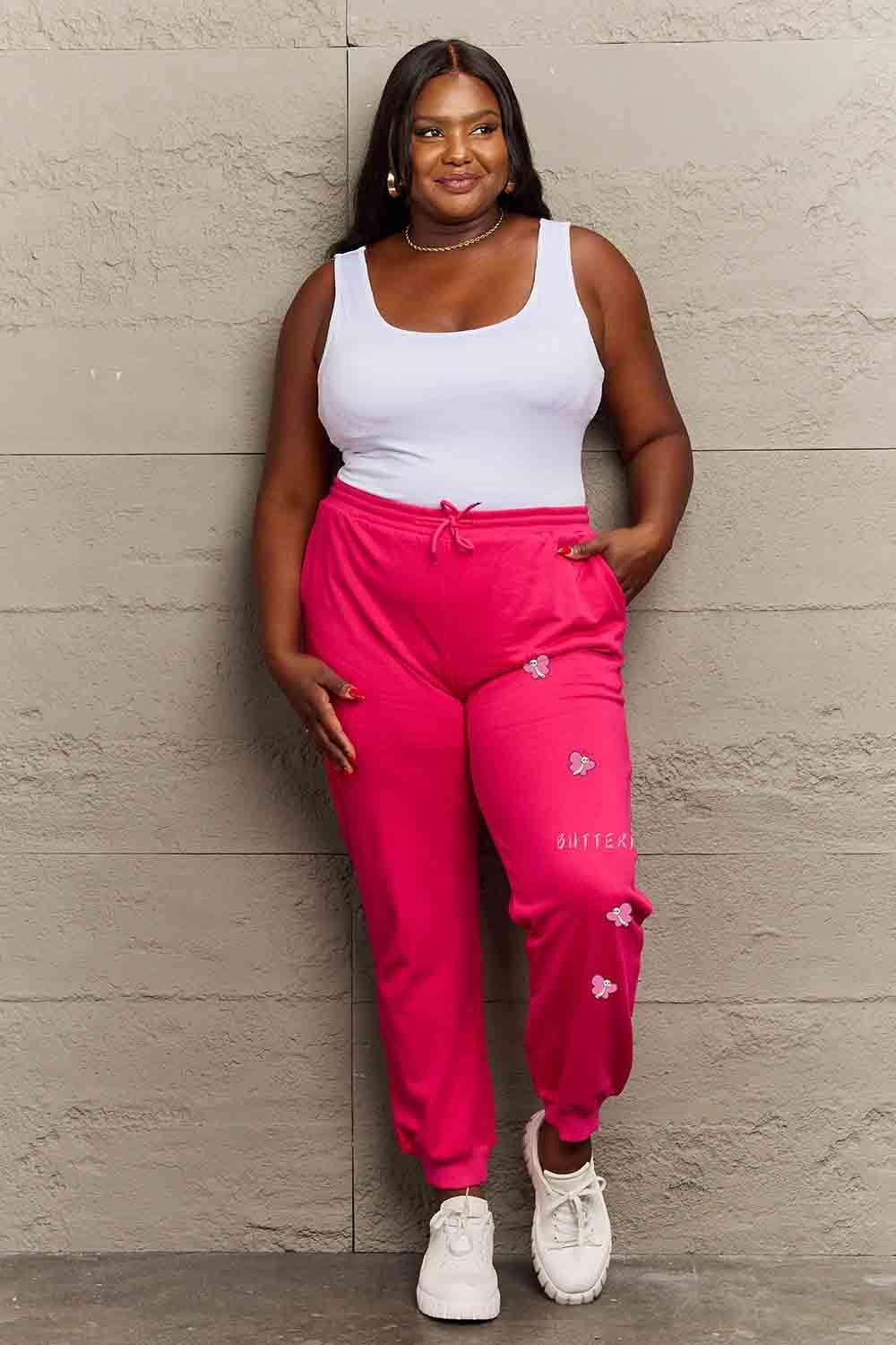 Simply Love Full Size Drawstring BUTTERFLY Graphic Long Sweatpants
